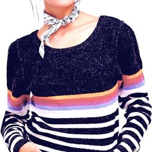 Free People Complete Me Alpaca Blend Striped Sweater Size Medium NWOT